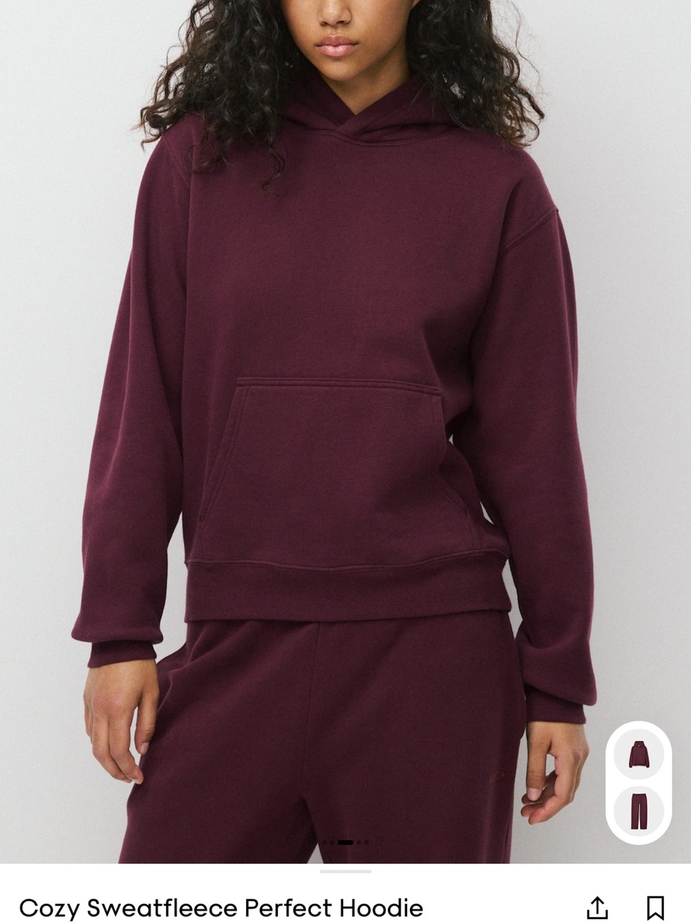 Aritzia Perfect hoodie and mega jogger SET Deep Burgundy